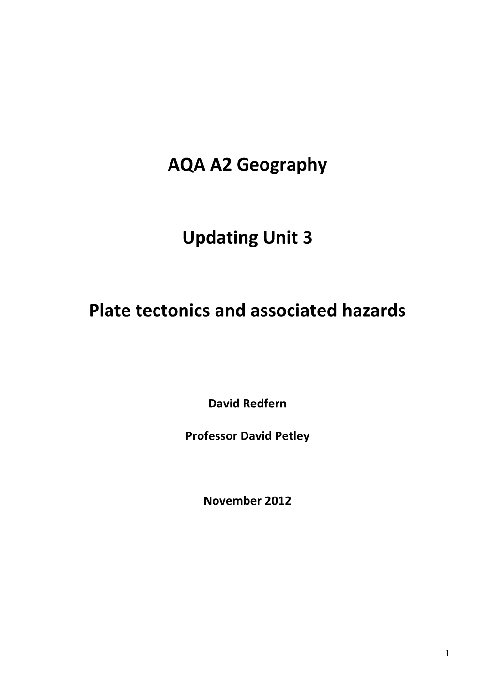 Plate Tectonics and Associated Hazards
