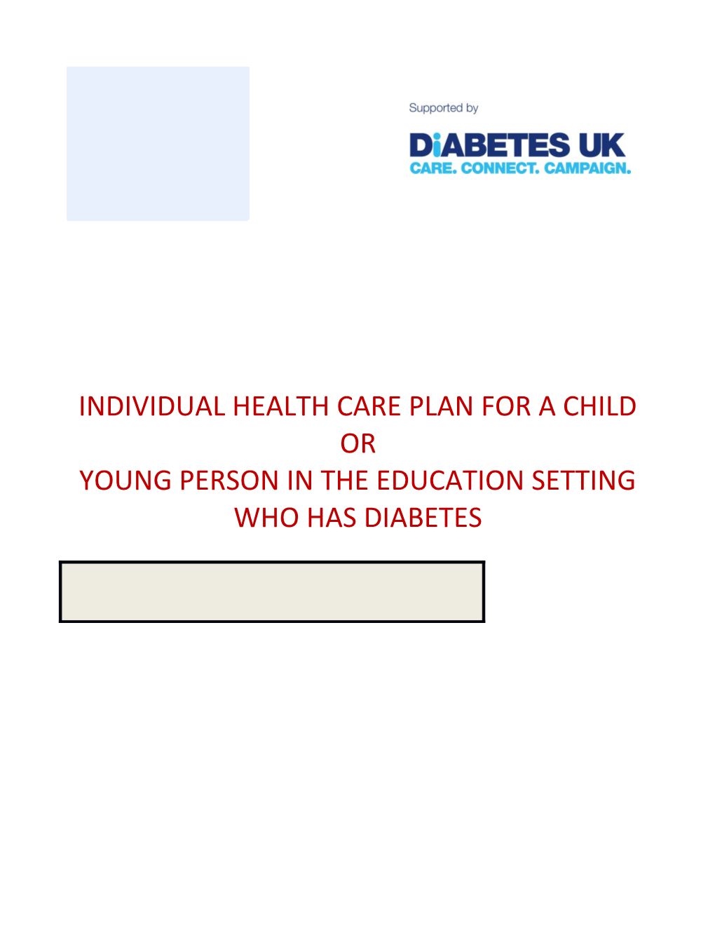 Young Person in the Education Settingwho Has Diabetes