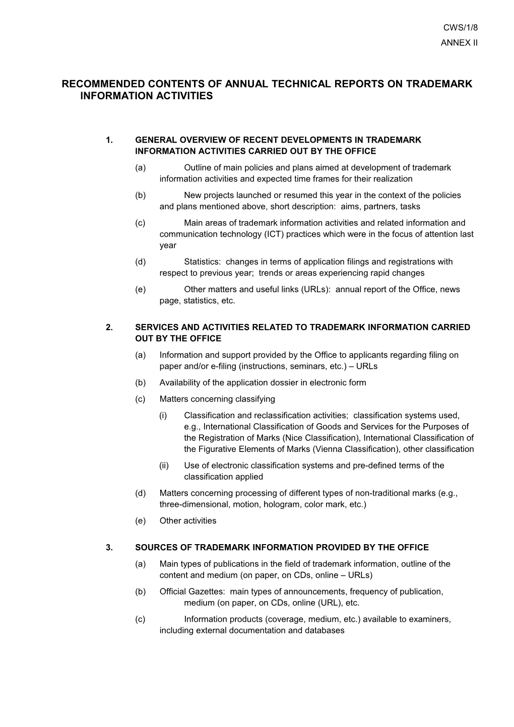 CWS/1/8 Annex II (In English)