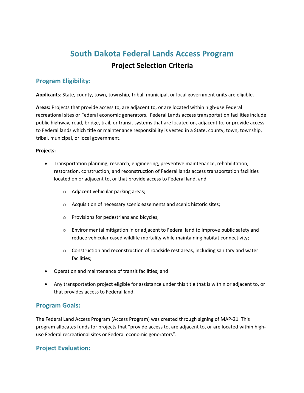 South Dakota Federal Lands Access Program