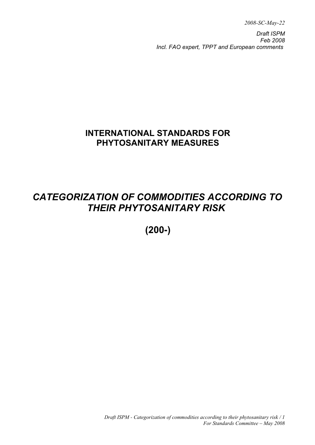 Phytosanitary Risk Cathegorization for Commodities