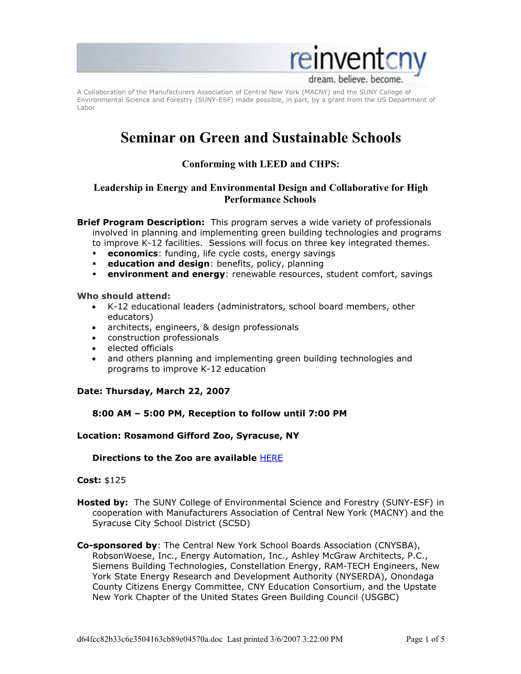 Seminar on Green and Sustainable Schools