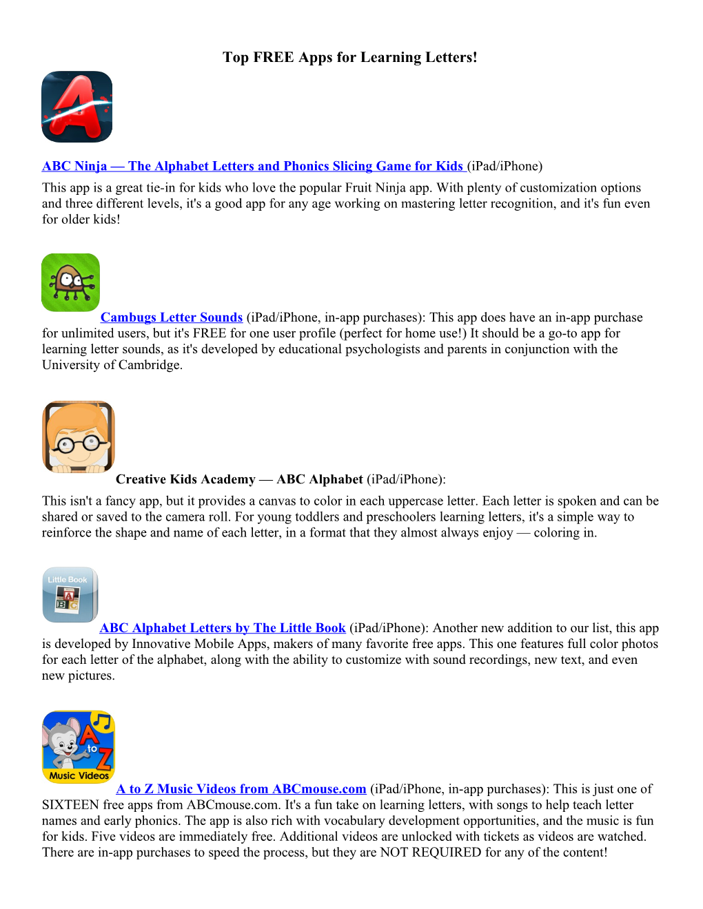 Top FREE Apps for Learning Letters!