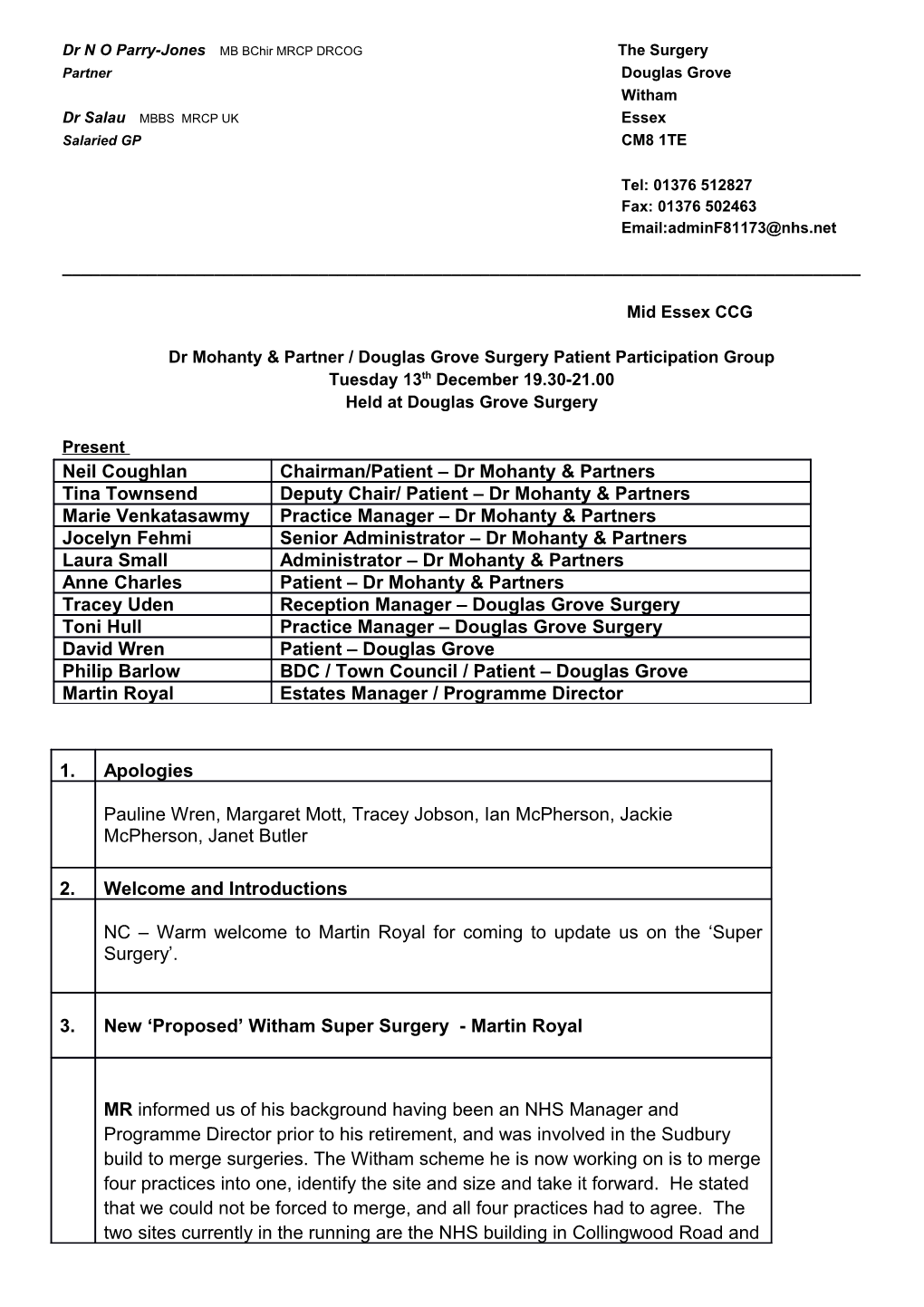 Dr Mohanty & Partner / Douglas Grove Surgery Patient Participation Group