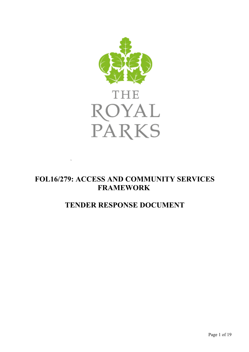 Fol16/279:Access and Community Servicesframework
