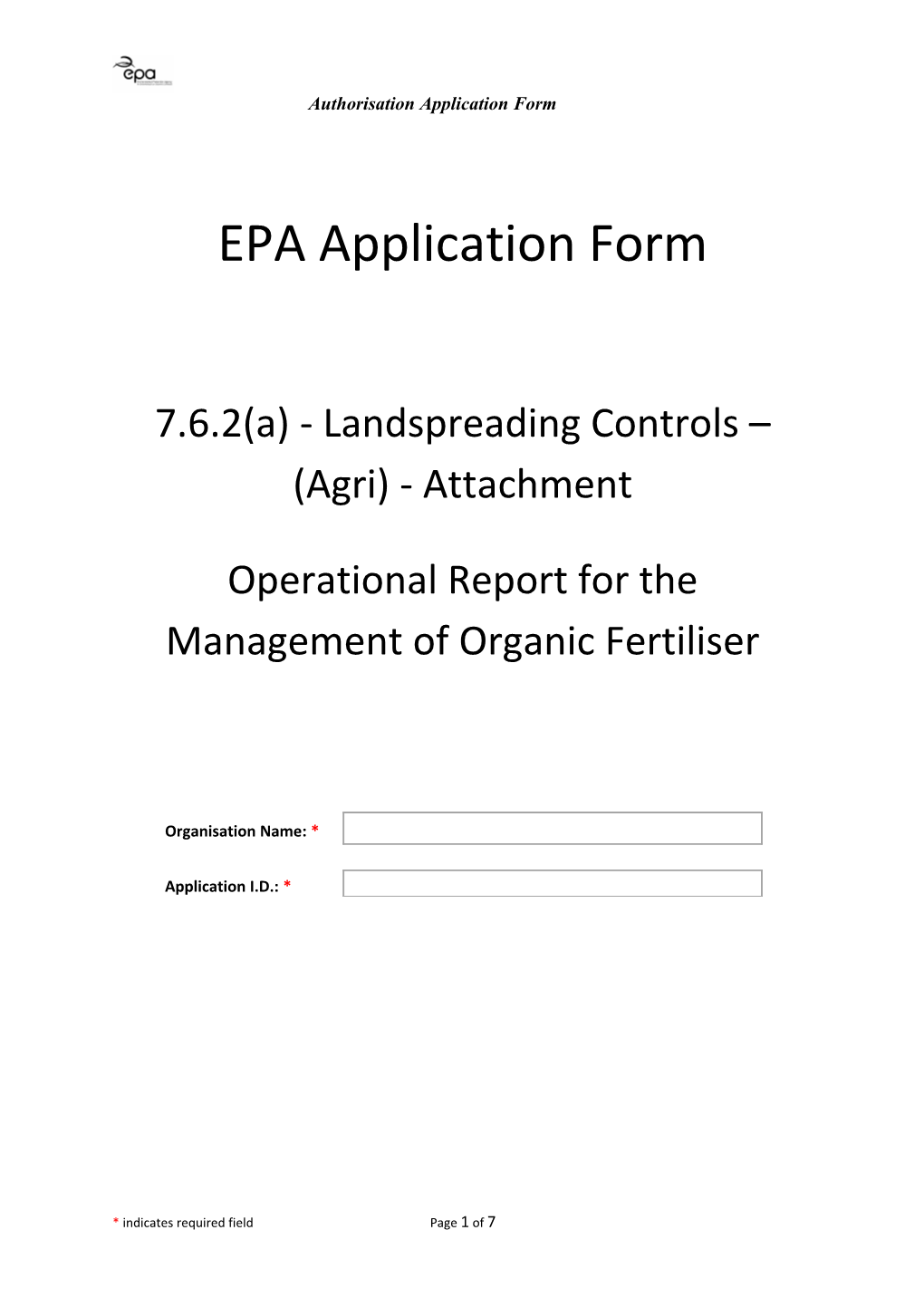 Operational Report for the Management of Organic Fertiliser