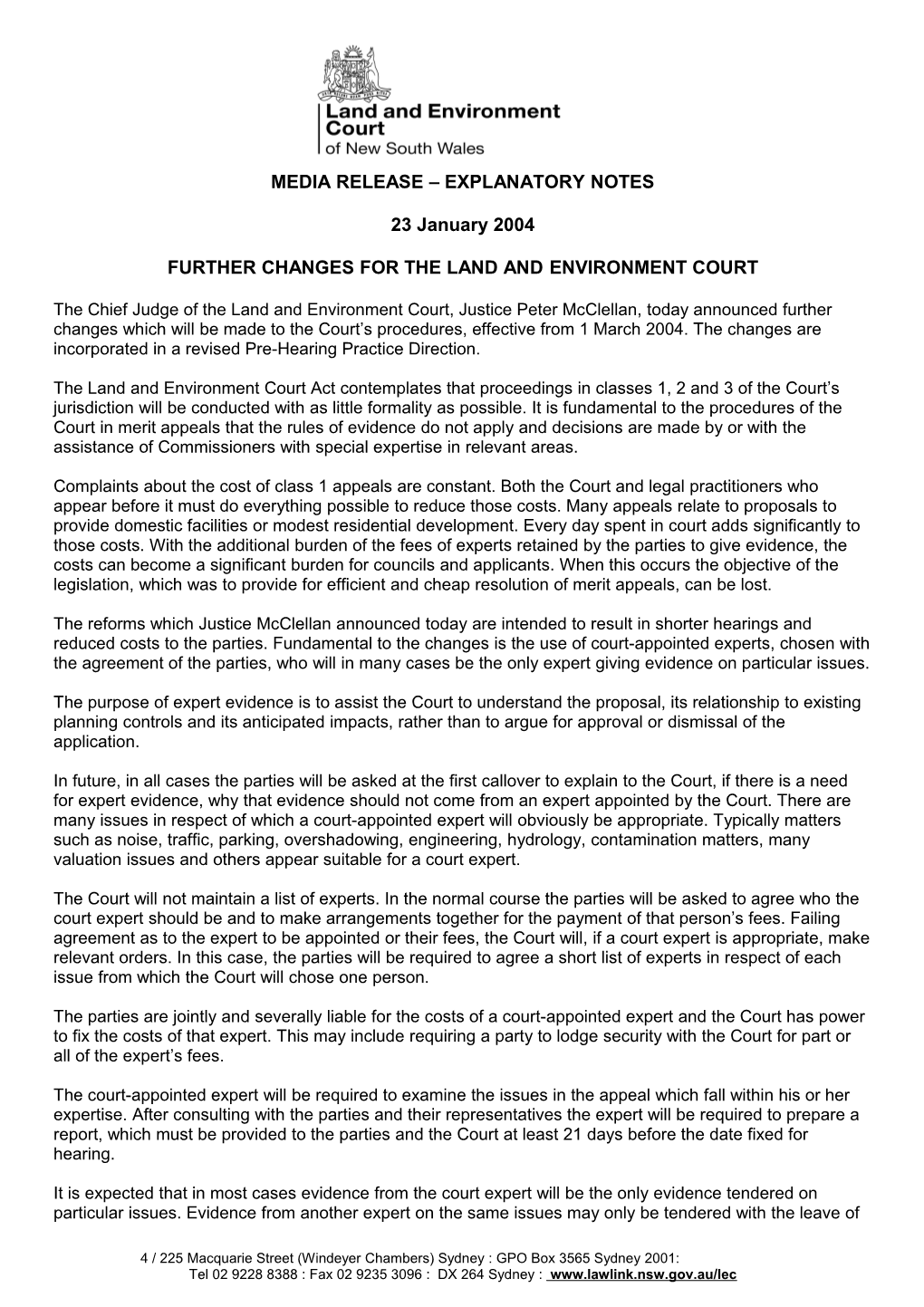 Further Changes for the Land and Environment Court