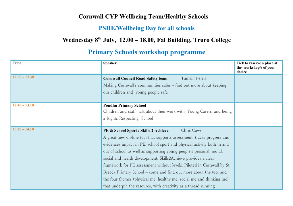 Cornwall CYP Wellbeing Team/Healthy Schools