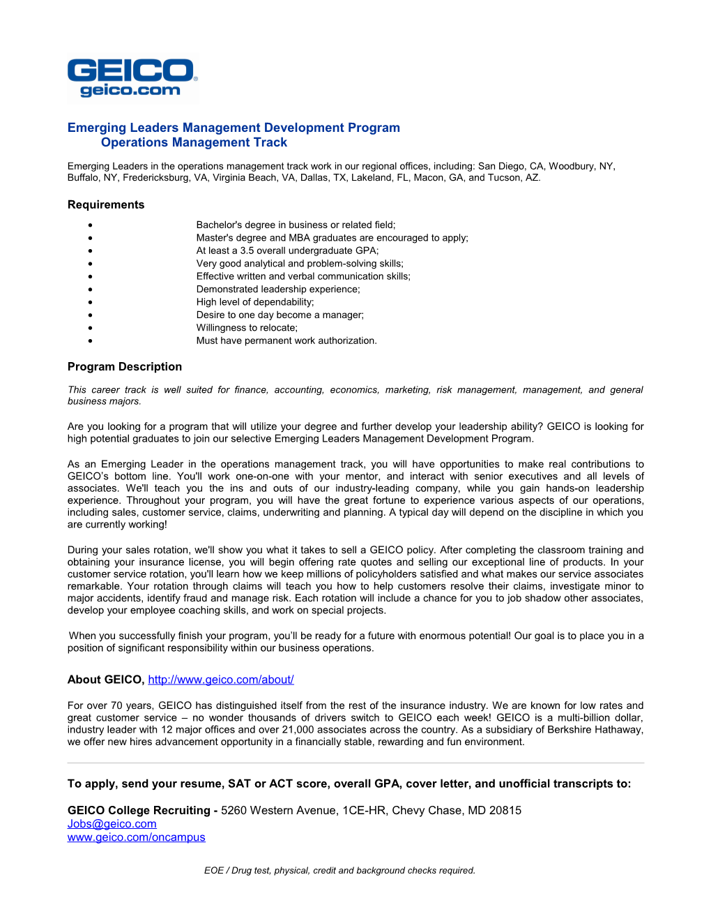 Emerging Leaders Management Development Programoperations Management Track