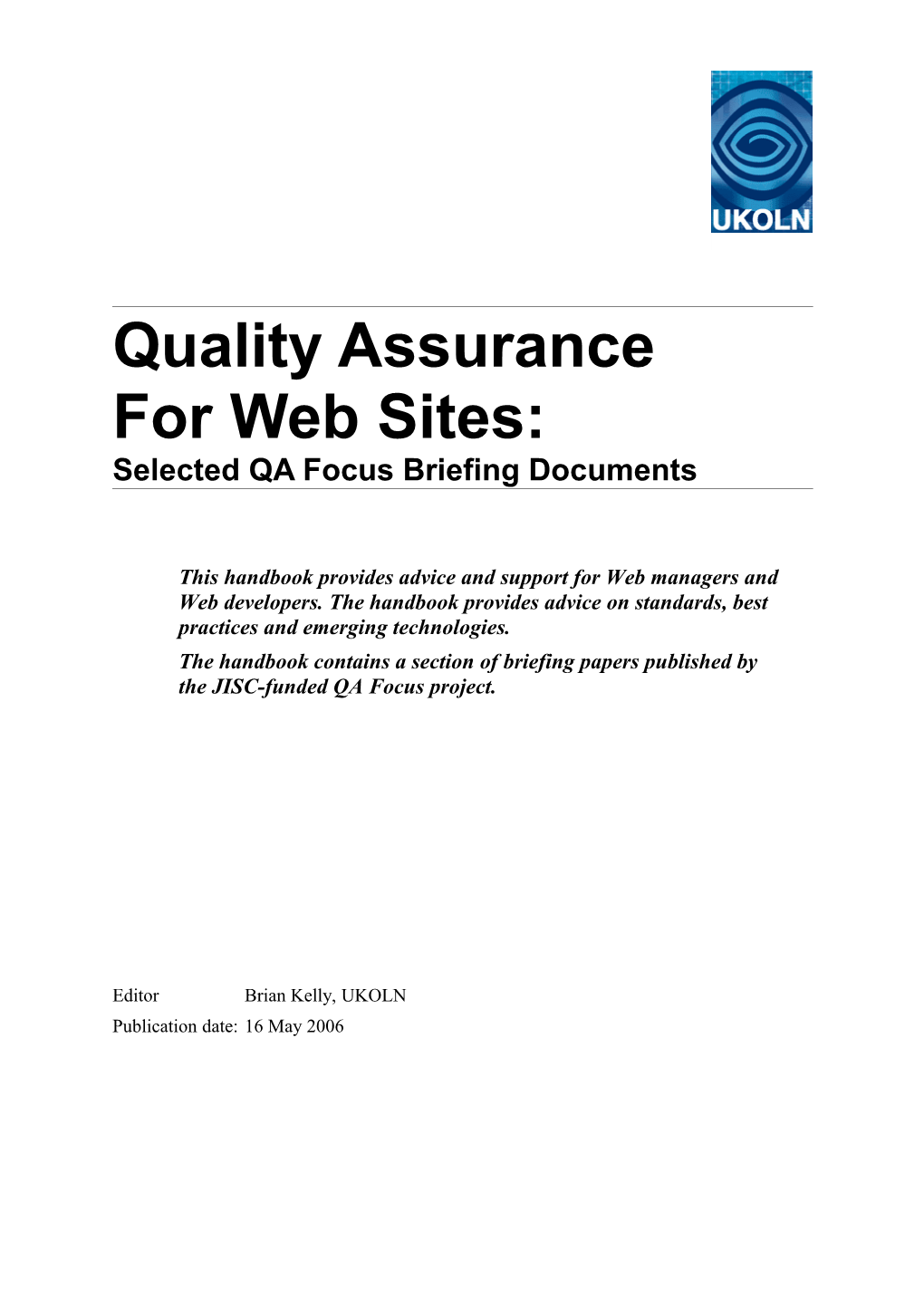 Quality Assurance Handbook: QA for Web