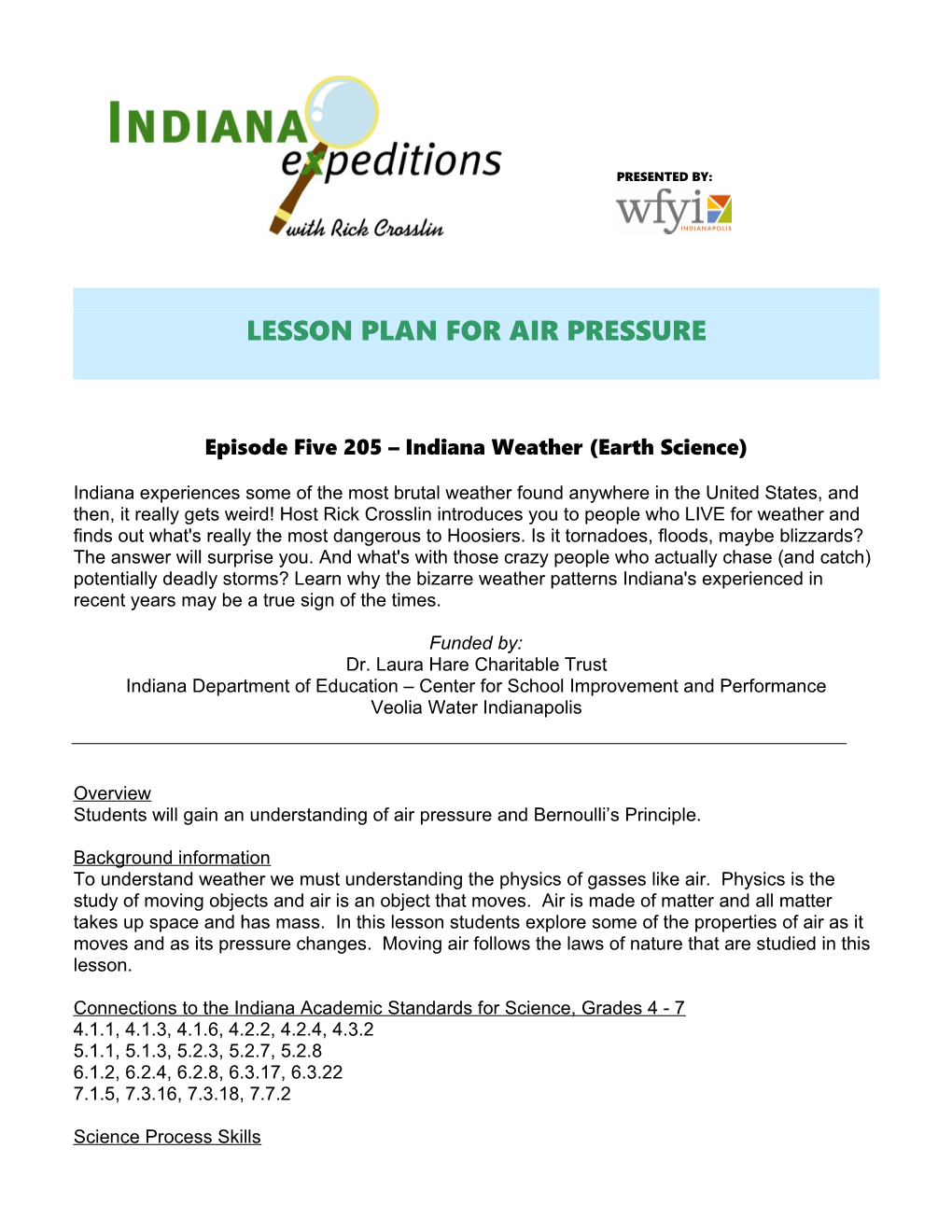 Lesson Plan for Air Pressure