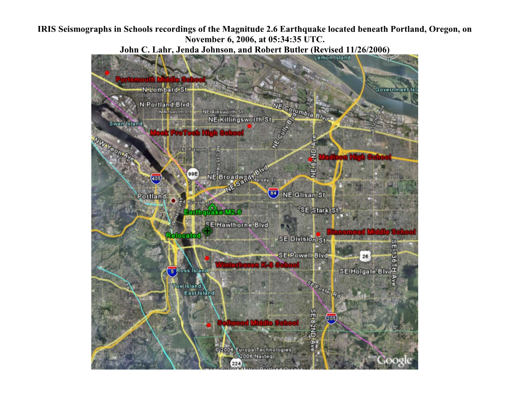 IRIS Seismographs in Schools Recordings of the Magnitude 2