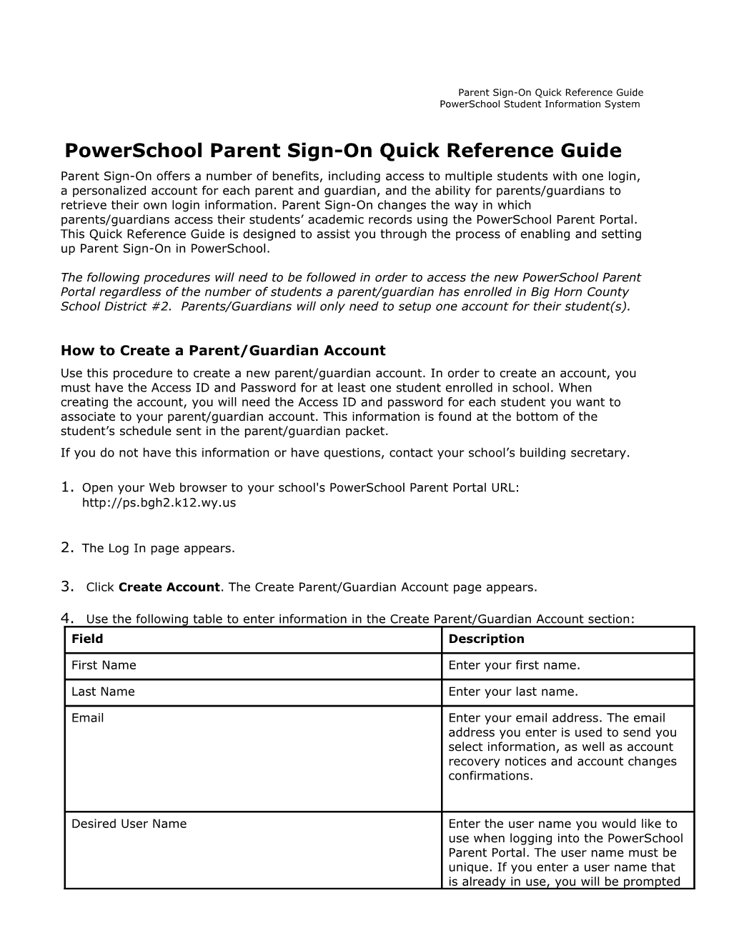 Parent Sign-On Quick Reference Guide