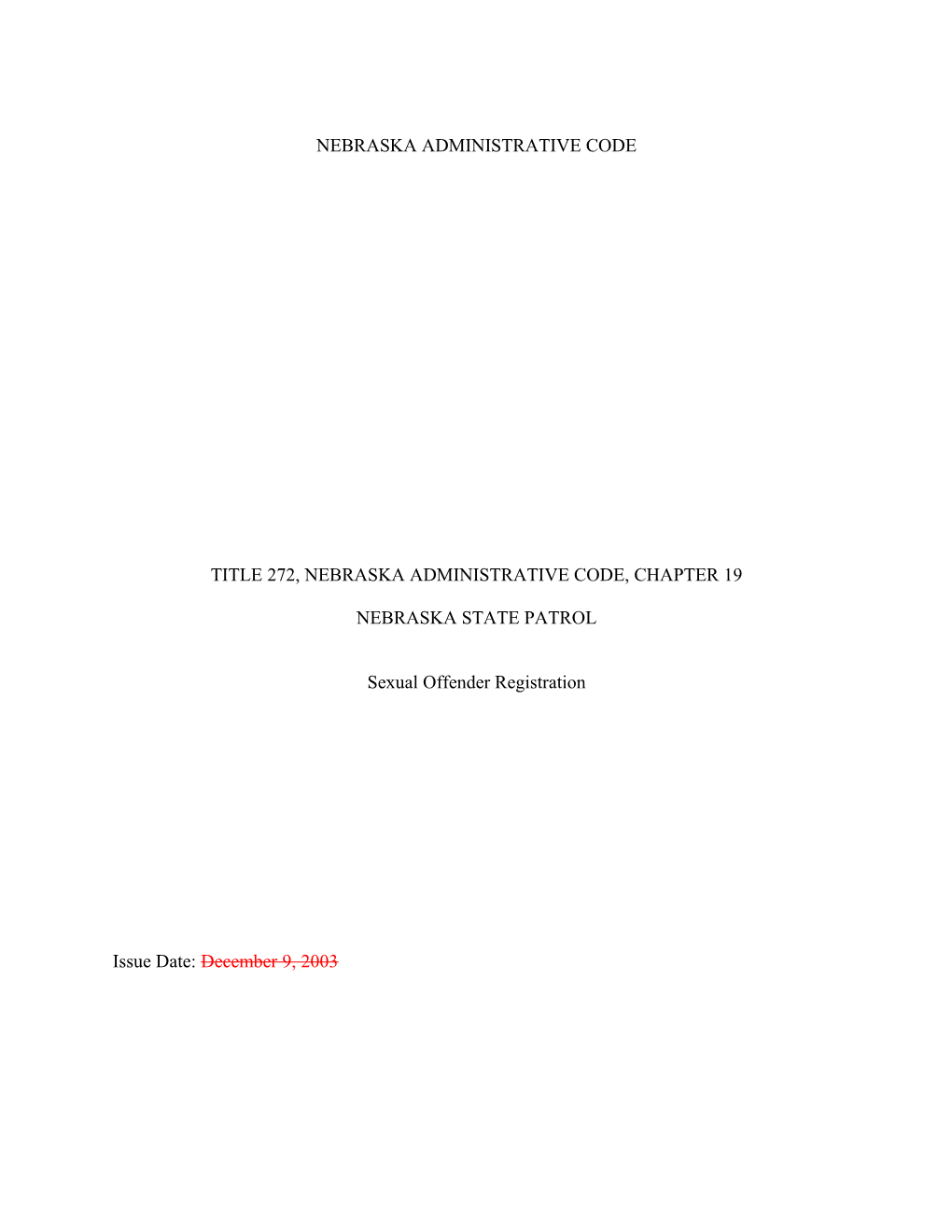Title 272, Nebraska Administrative Code, Chapter 19