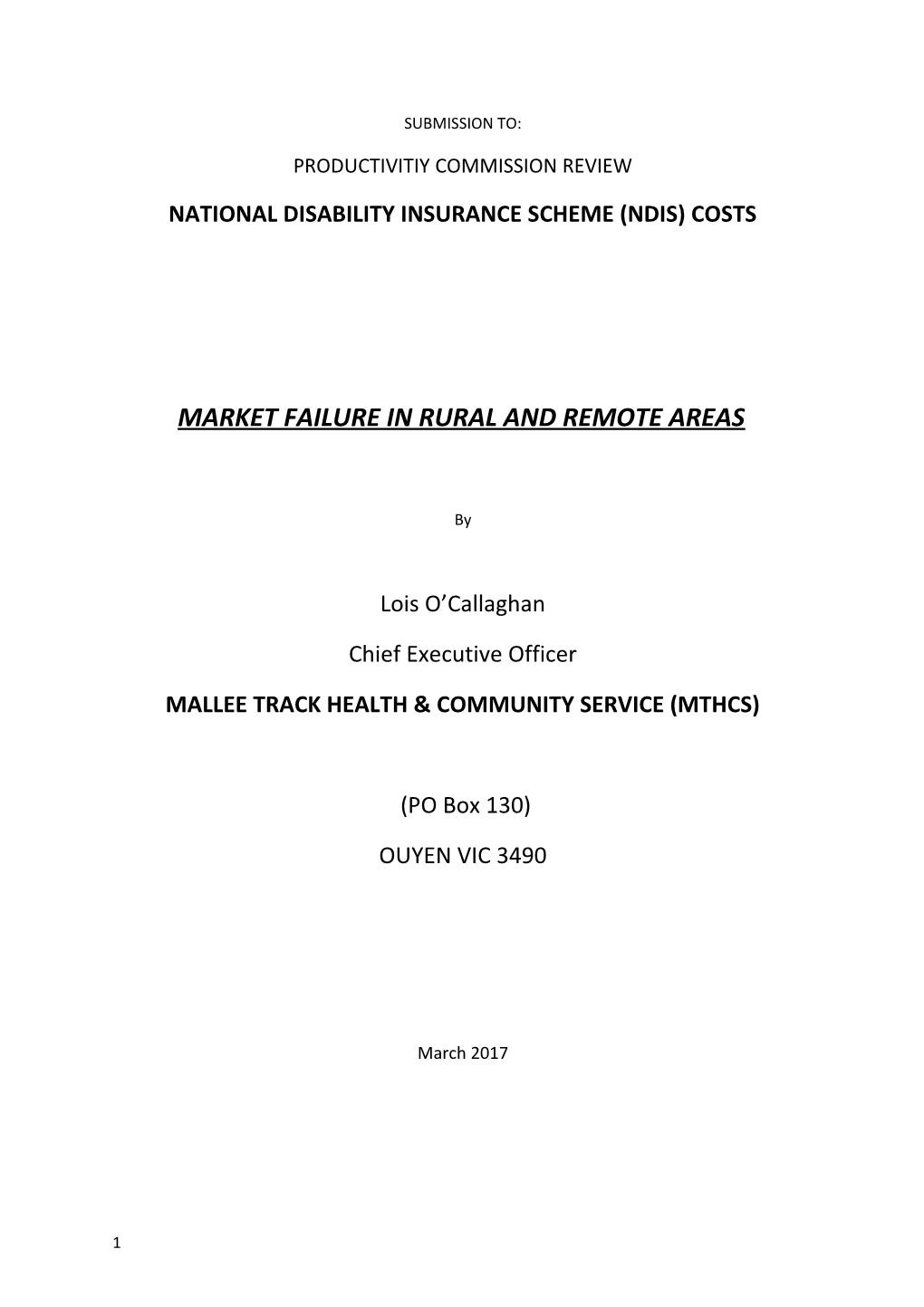 Submission 6 - Mallee Track Health and Community Service (MTHCS) - National Disability