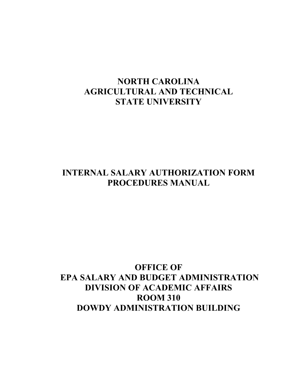 Internal Salary Authorization Form
