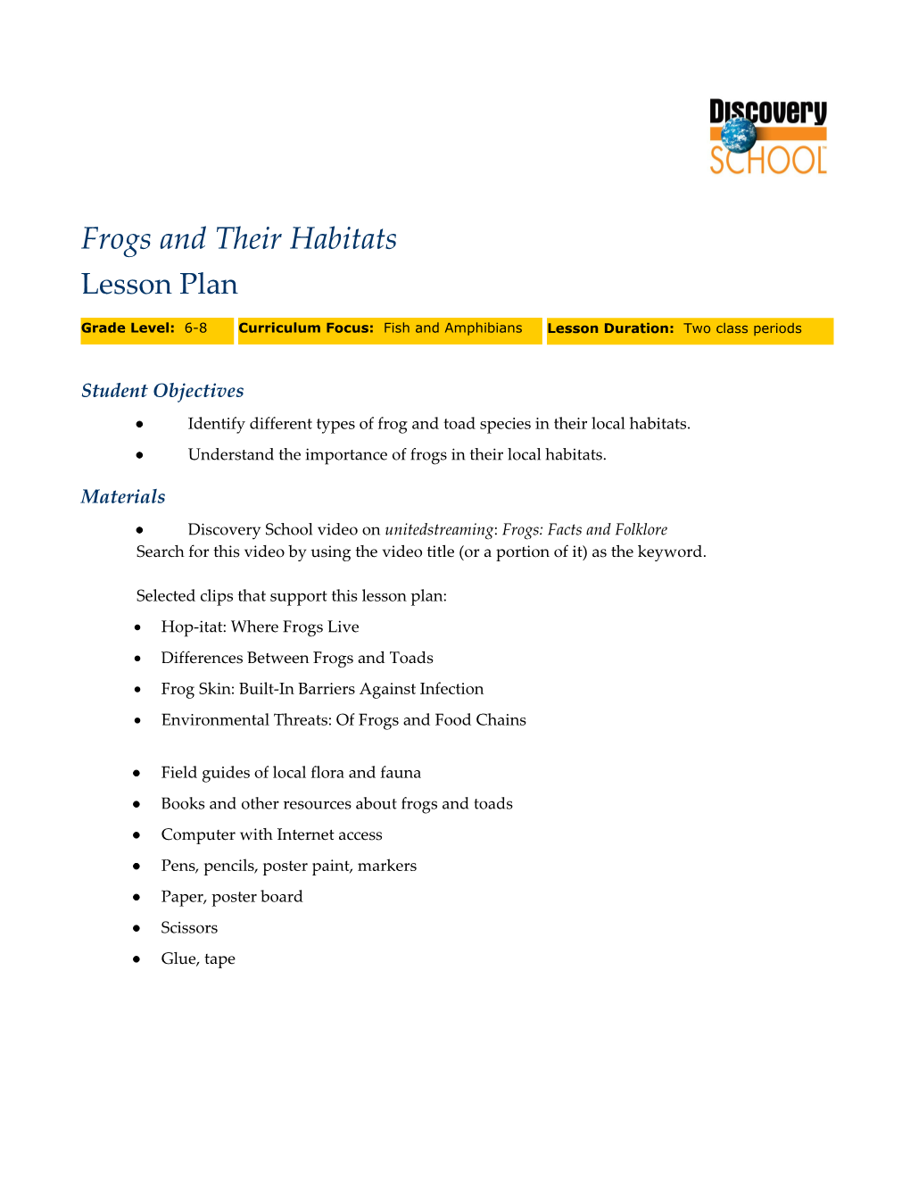 Frogs and Their Habitats