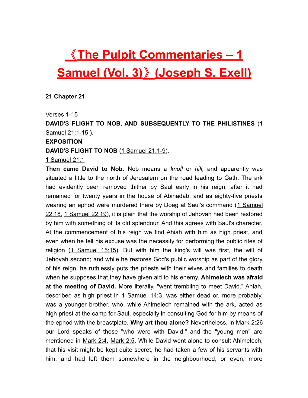 The Pulpit Commentaries 1 Samuel (Vol. 3) (Joseph S. Exell)