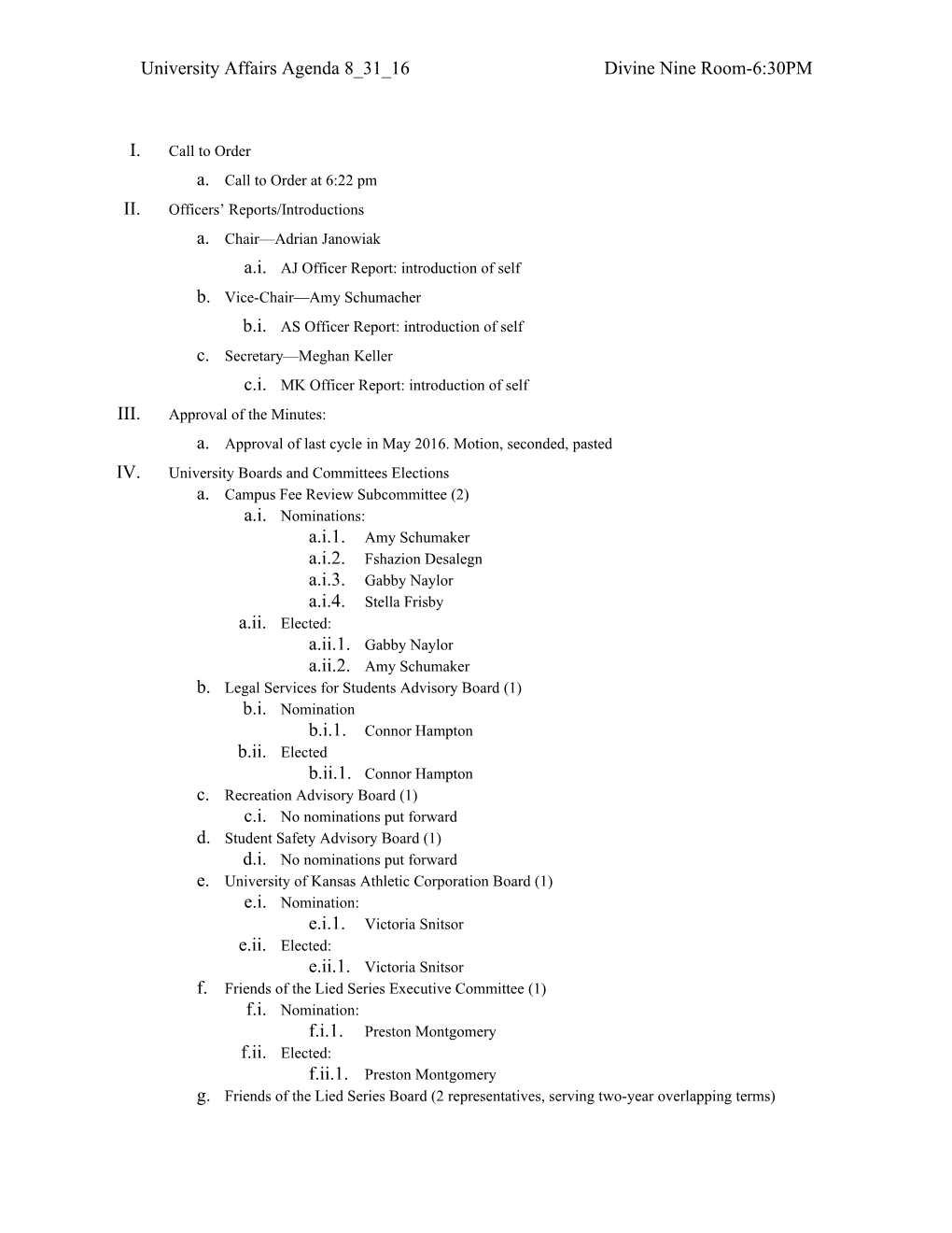 University Affairs Agenda 8 31 16Divine Nine Room-6:30PM