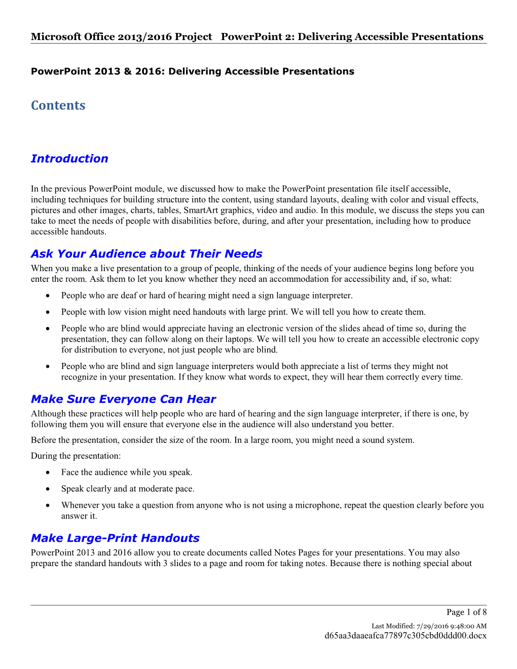 Microsoft Office 2013/2016 Projectpowerpoint 2: Delivering Accessible Presentations