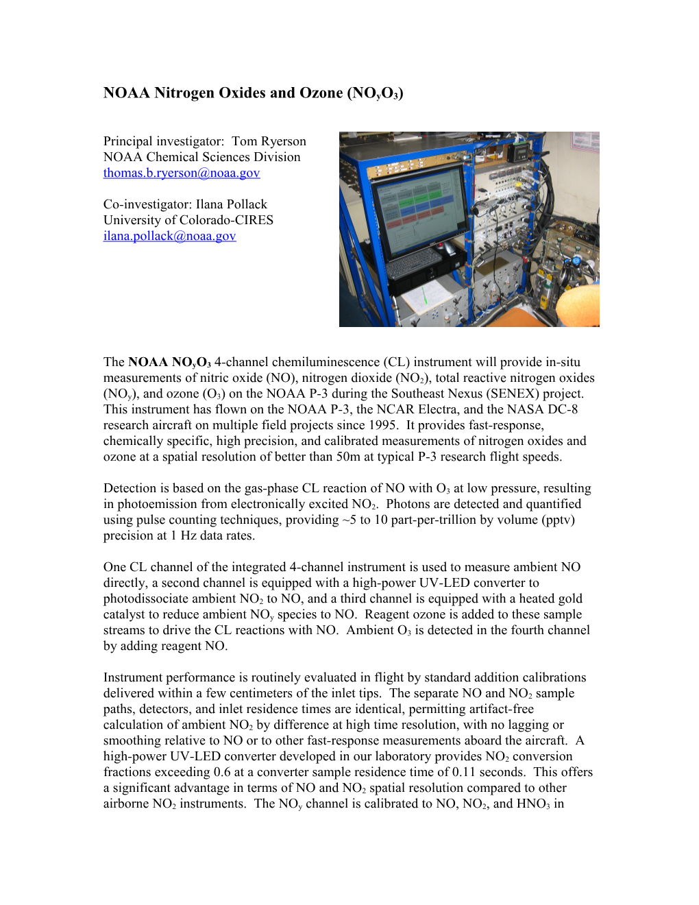 NOAA Nitrogen Oxides and Ozone (Noyo3)