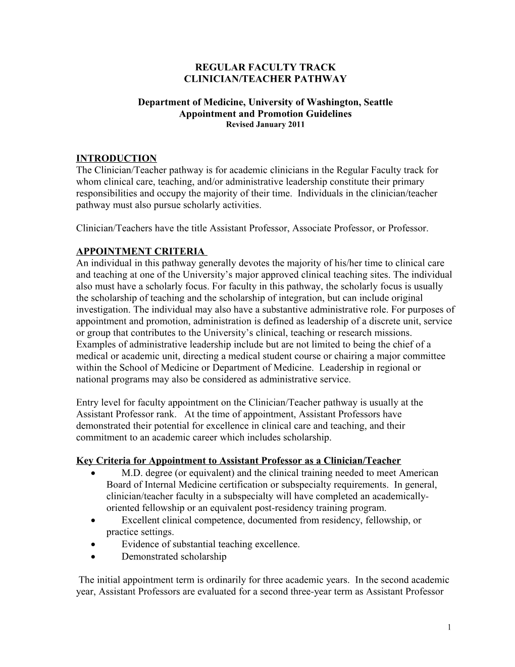 Clinician-Teacher Pathway