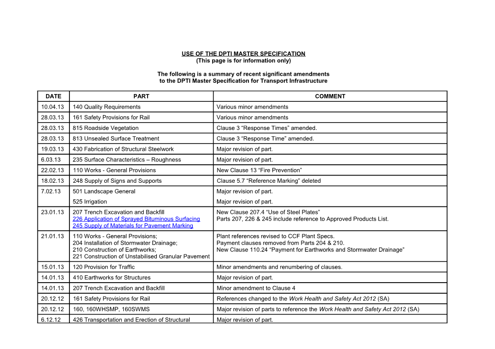 Use of the Dpti Master Specification