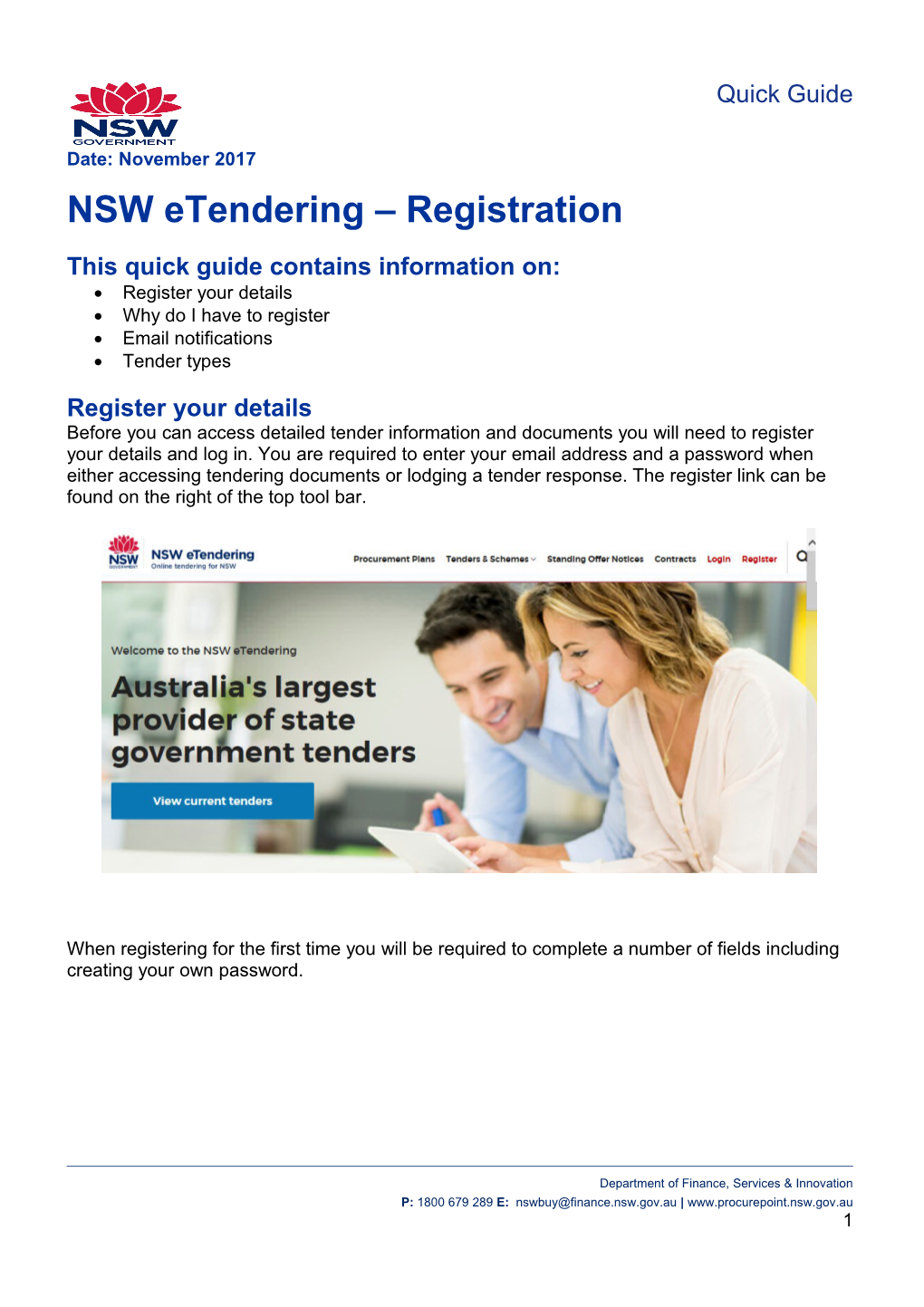 NSW Etendering - Register Your Details