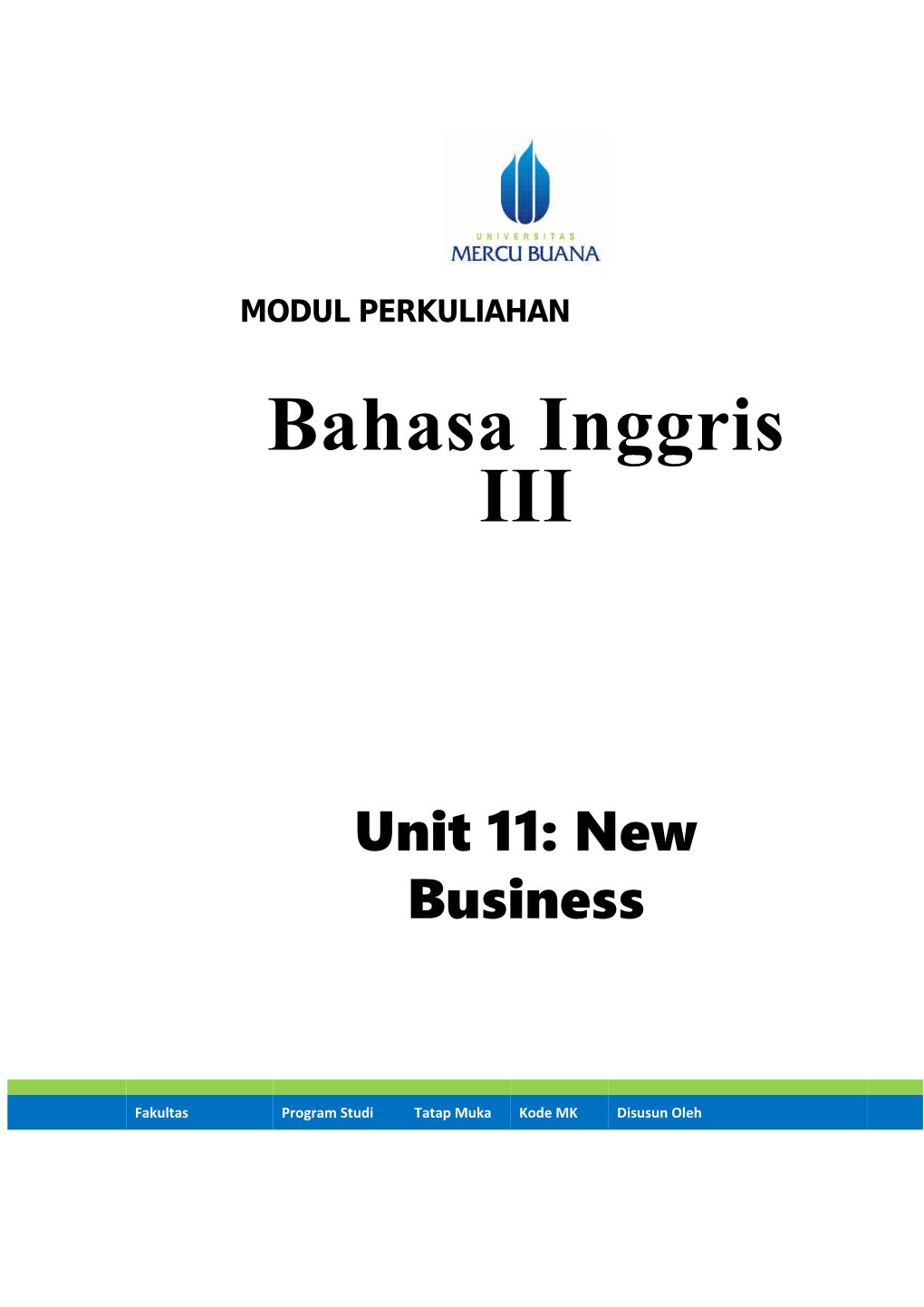 Unit 11: New Business