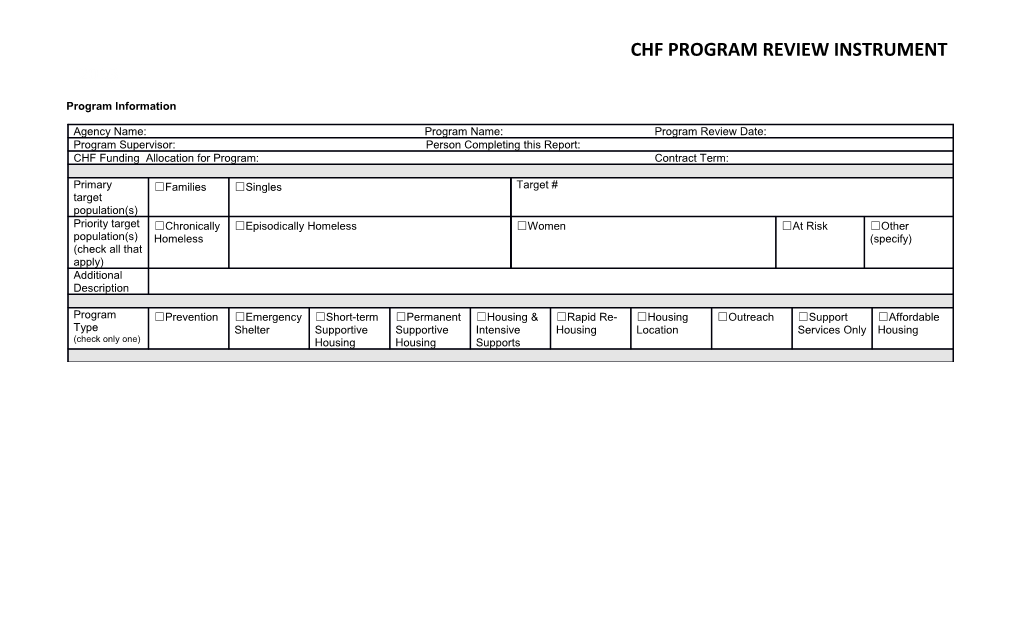 CHF Program Review Instrument
