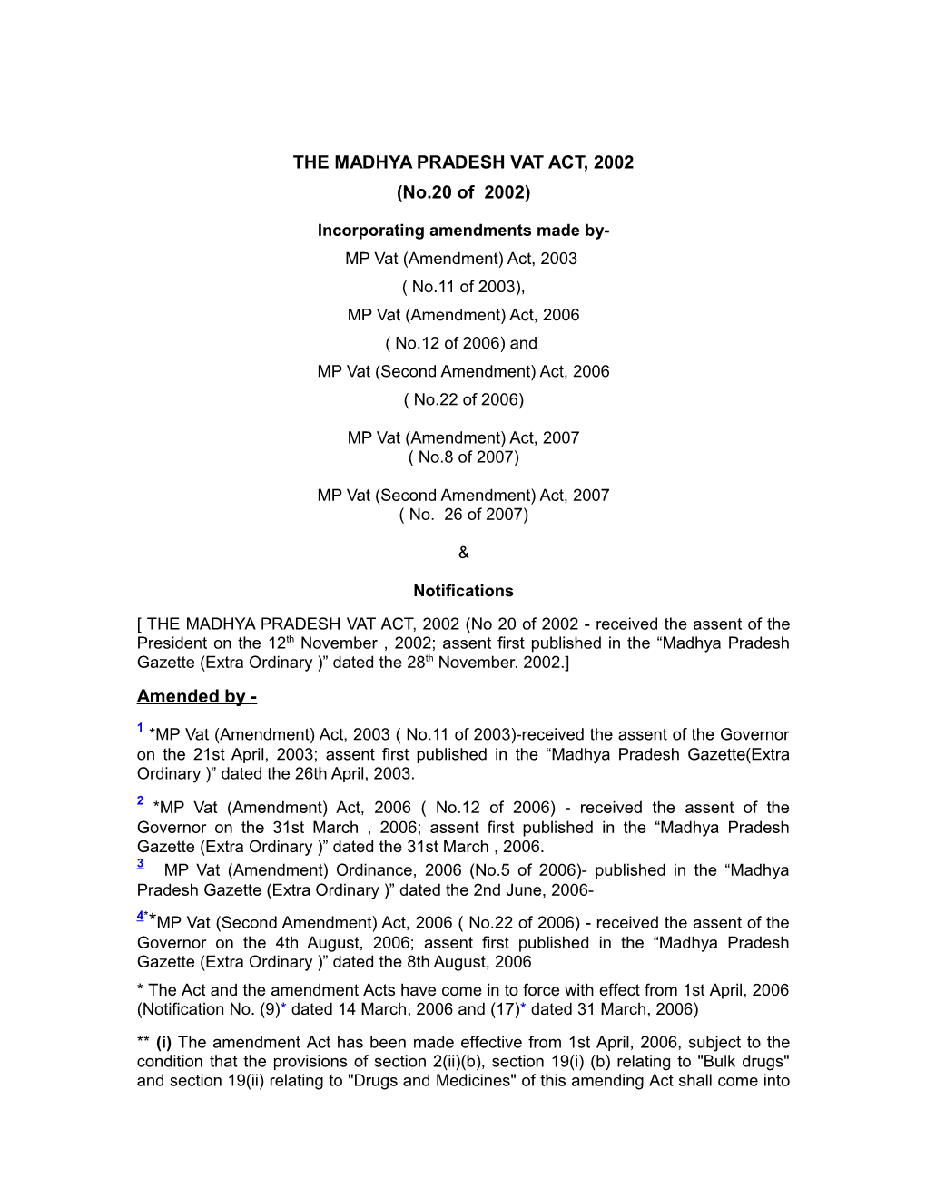 The Madhya Pradesh Vat Act, 2002