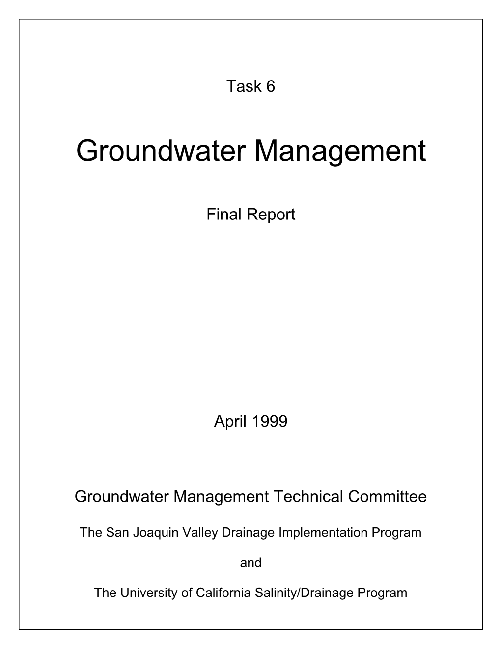 Groundwater Management Technical Committee