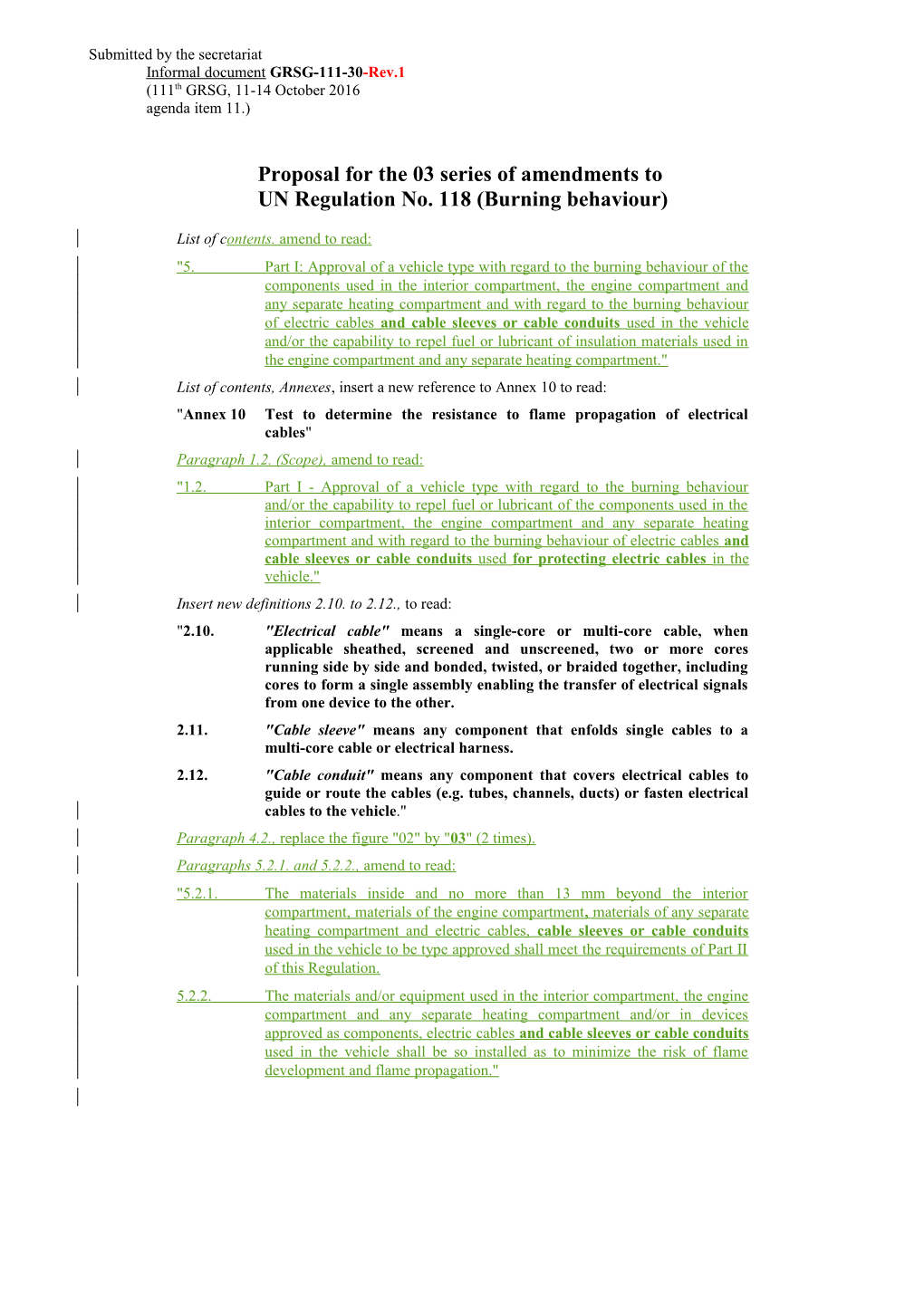 Proposal for the 03 Series of Amendments to UN Regulation No. 118 (Burning Behaviour)