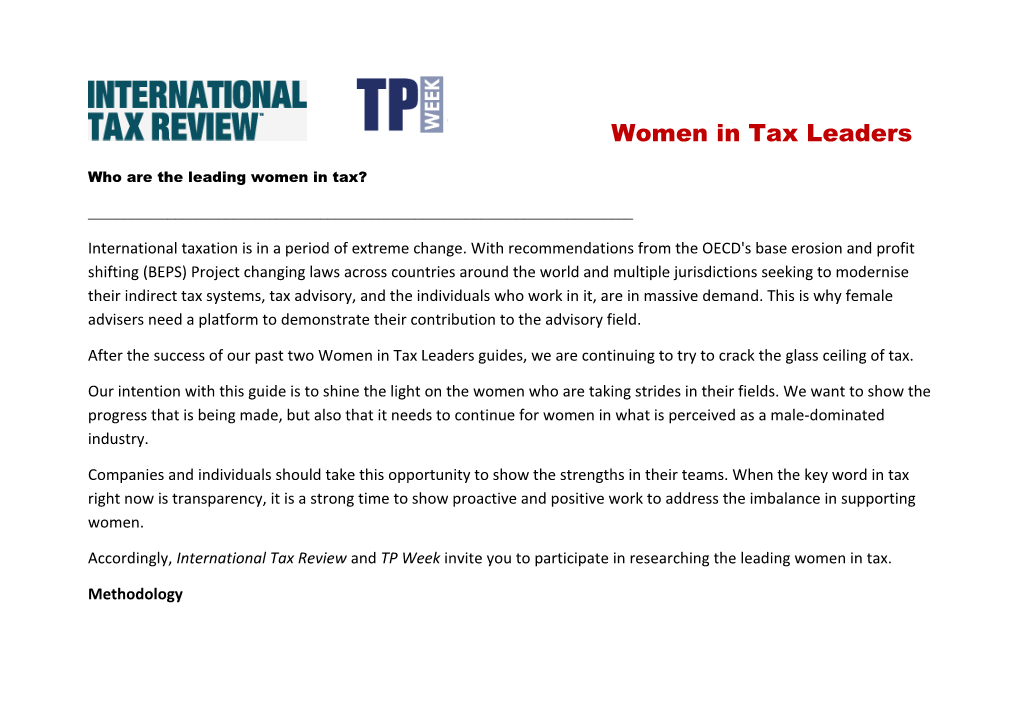 Who Are the Leading Women in Tax?