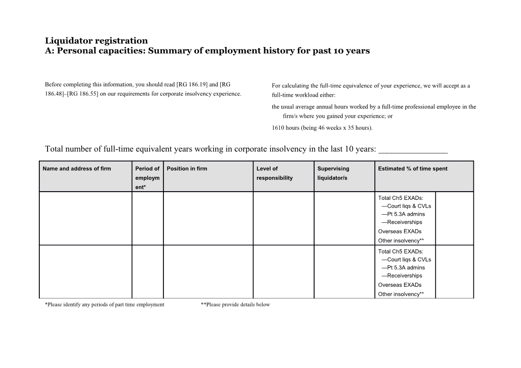 Liqudiator Registration - Personal Capabilities for Registration As a Liquidator - Corporate
