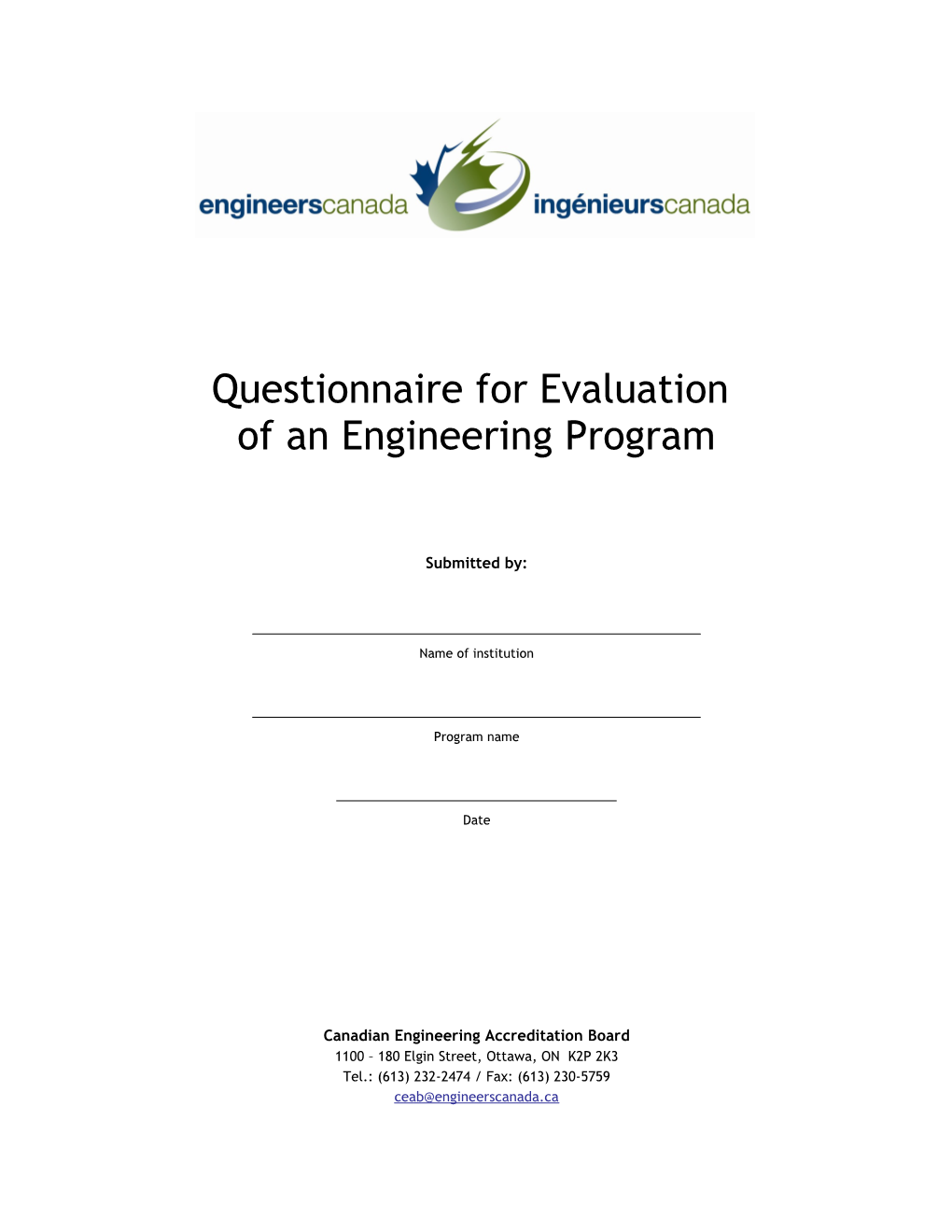 Questionnaire for Evaluation