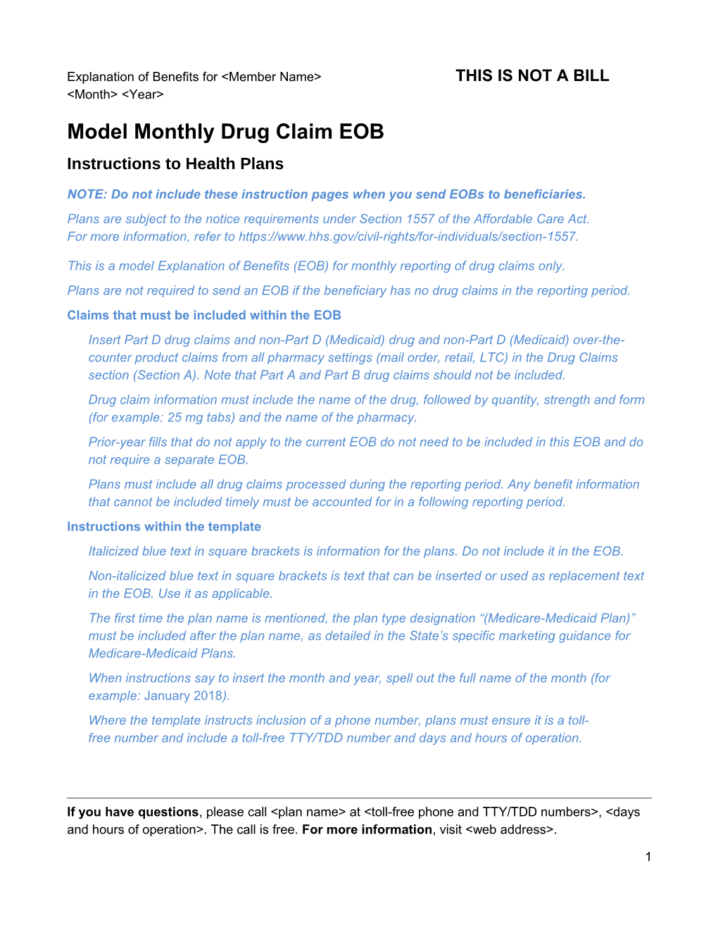 Model MMP Drug Claim Explanation of Benefits