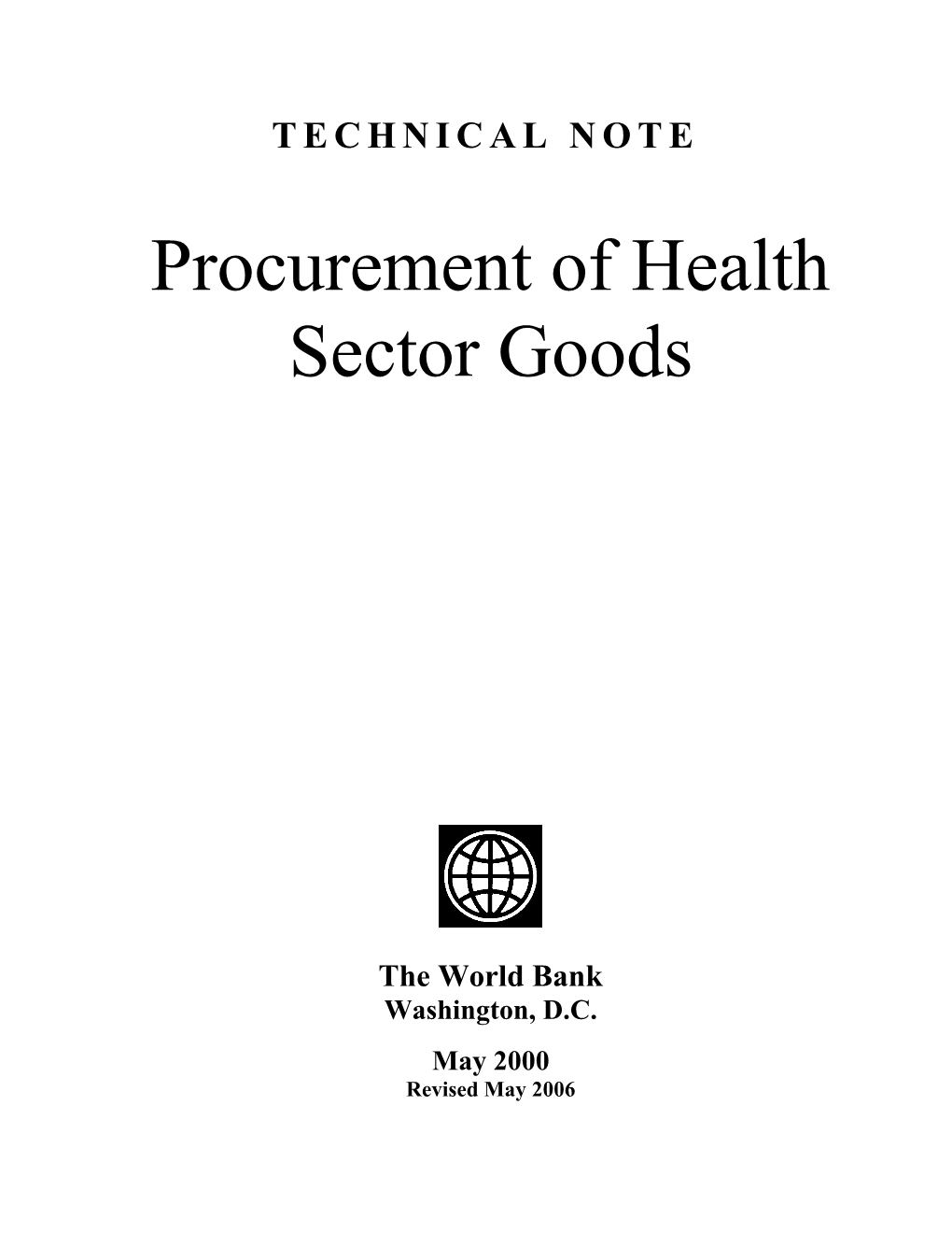 Procurement of Health Sector Goods