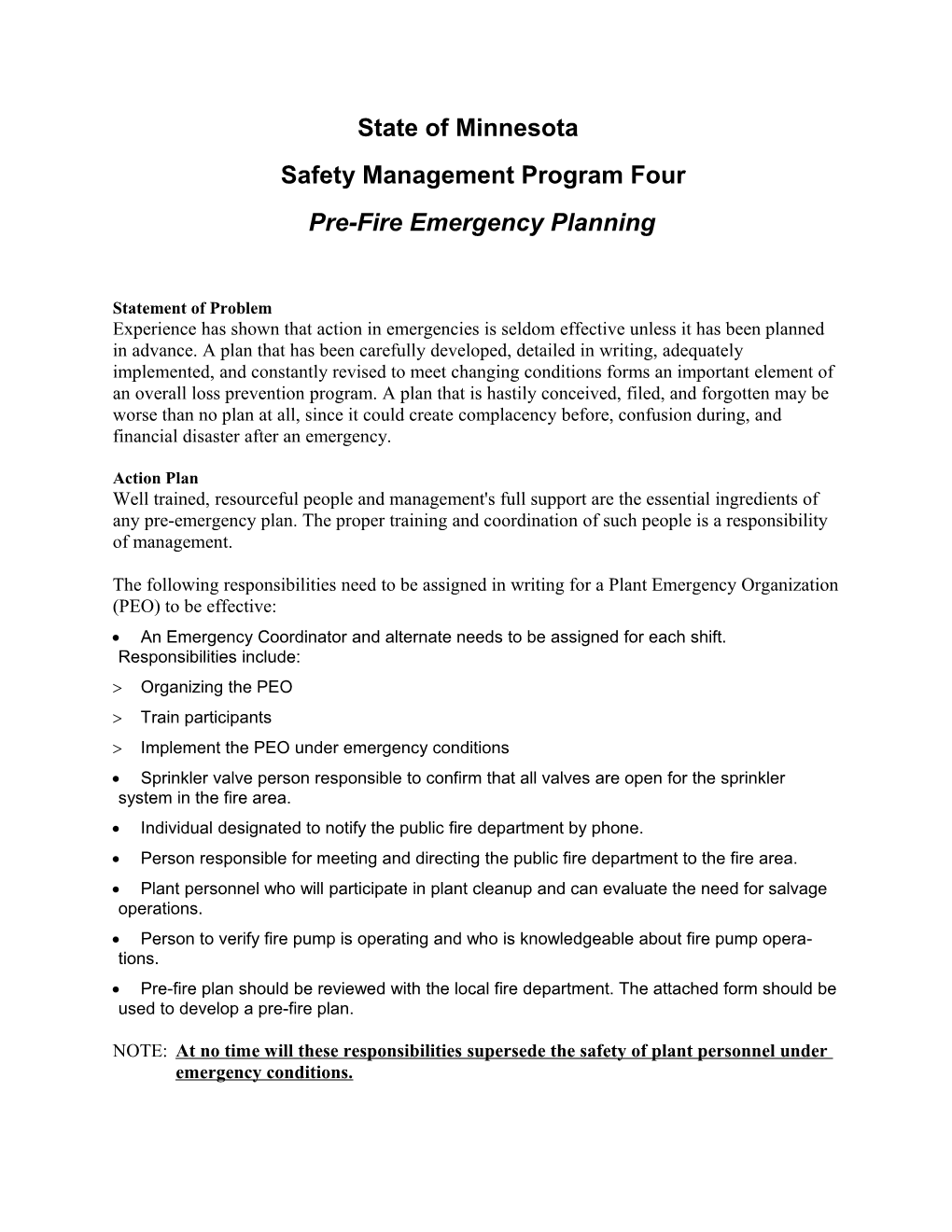 Safety Management Program Four