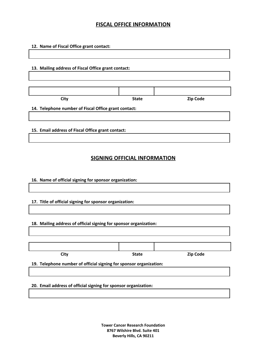 Investigator Basic Information Form