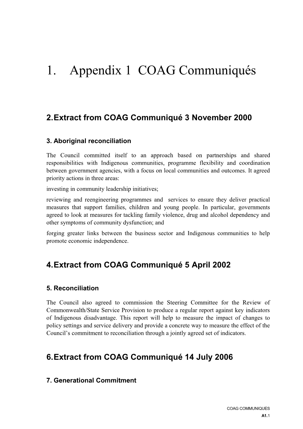 Appendix 1 - COAG Communiques - Overcoming Indigenous Disadvantage 2016