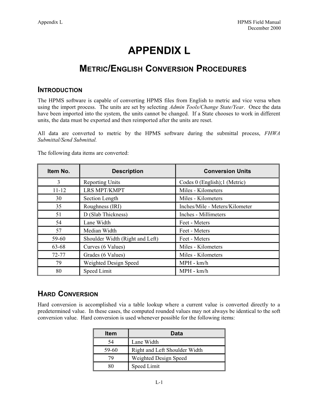 Metric/English Conversion Procedures