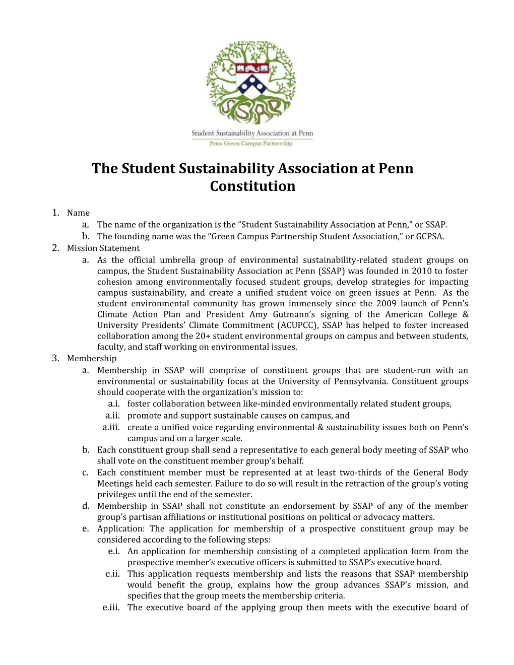 The Student Sustainability Association at Penn