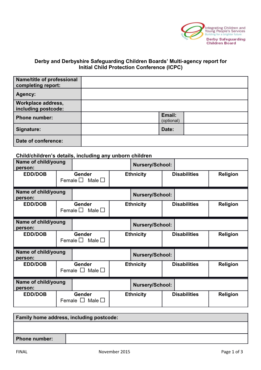 Derby and Derbyshire Safeguarding Children Boards Multi-Agency Report For