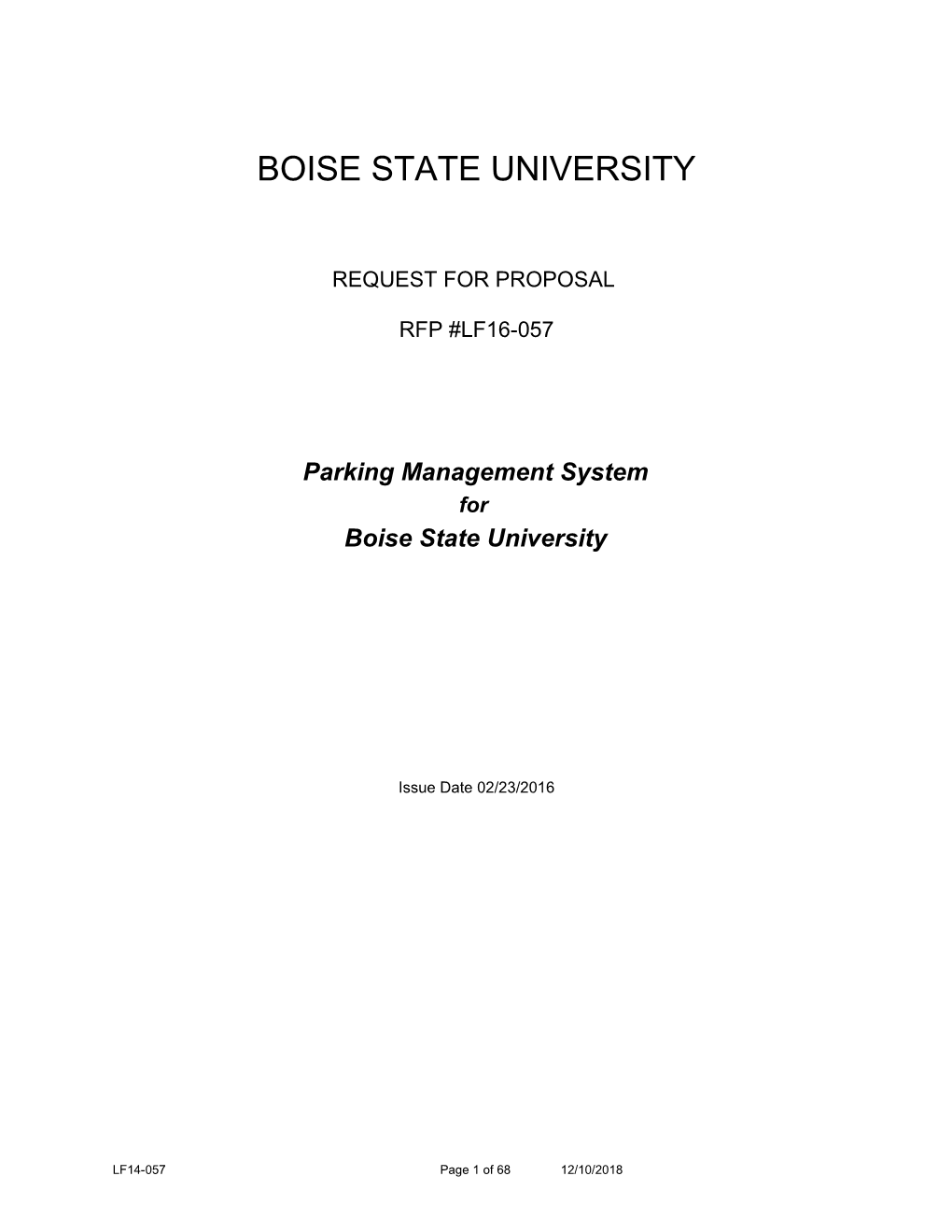 Request for Proposal - Boise State ENS