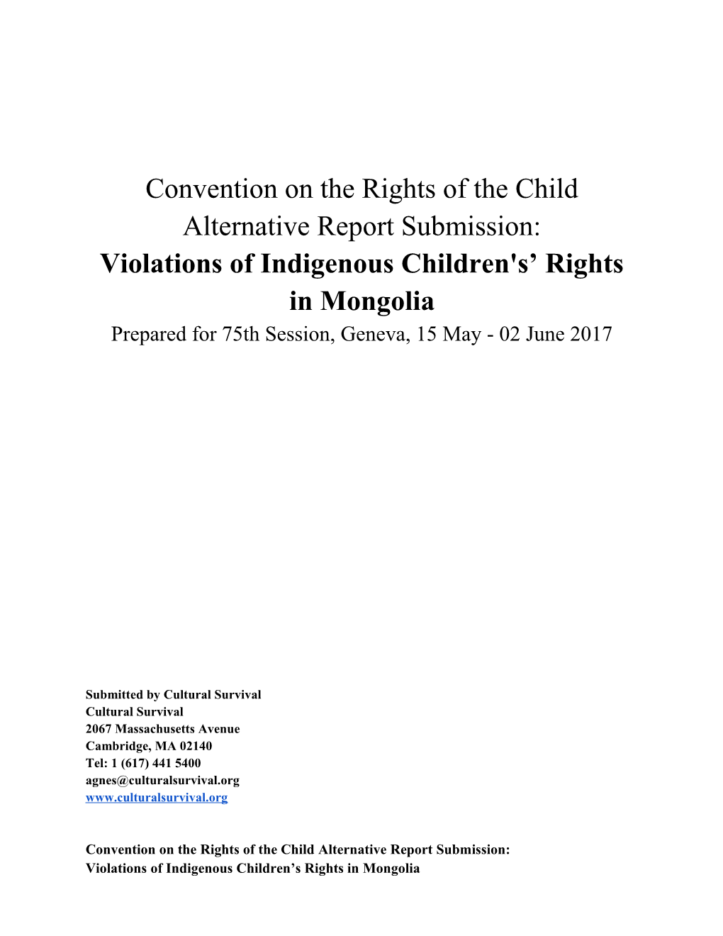 Violations of Indigenous Children's Rights