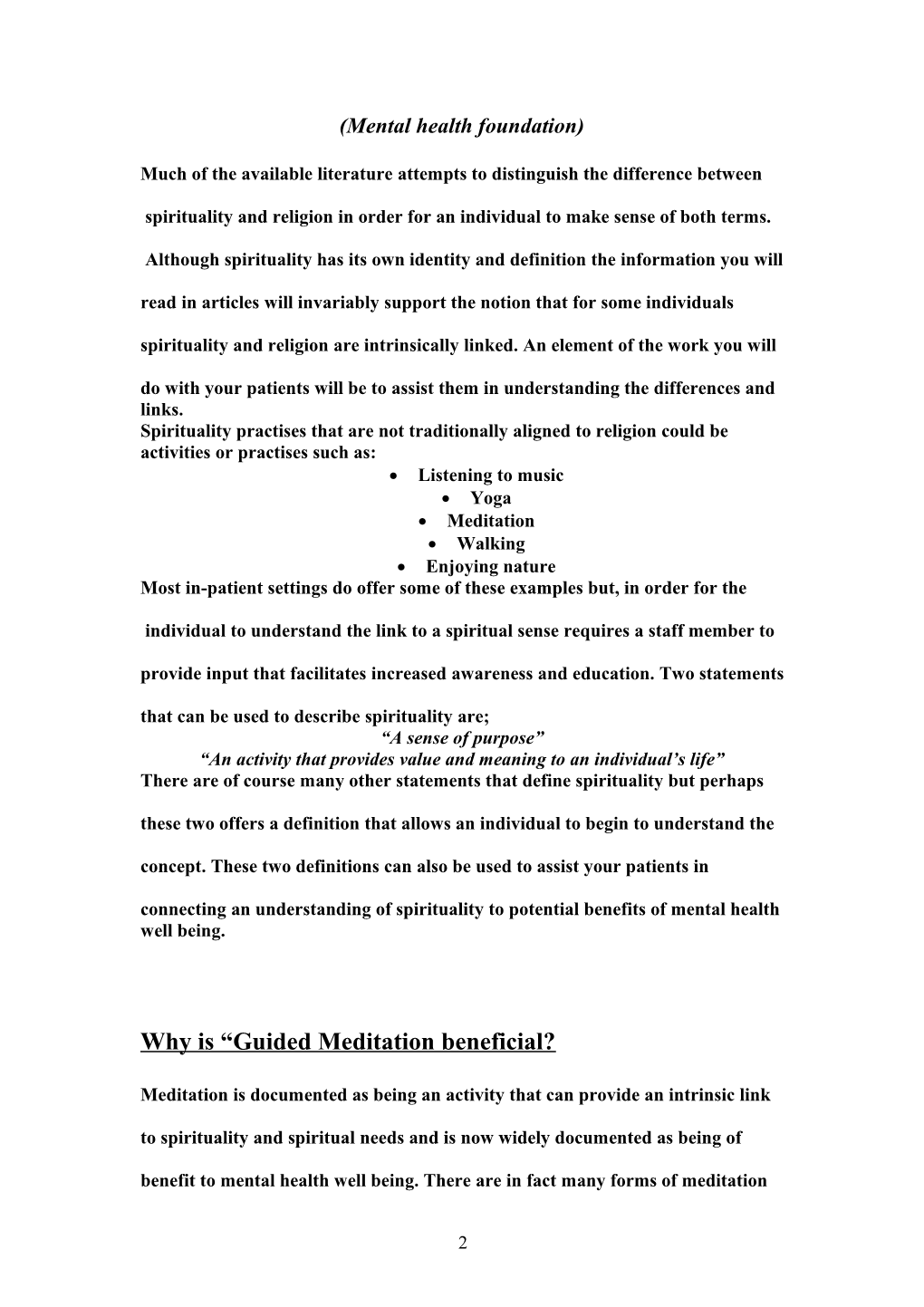 Toolkit for Introducing Guided Meditation Onto In-Pt Wards