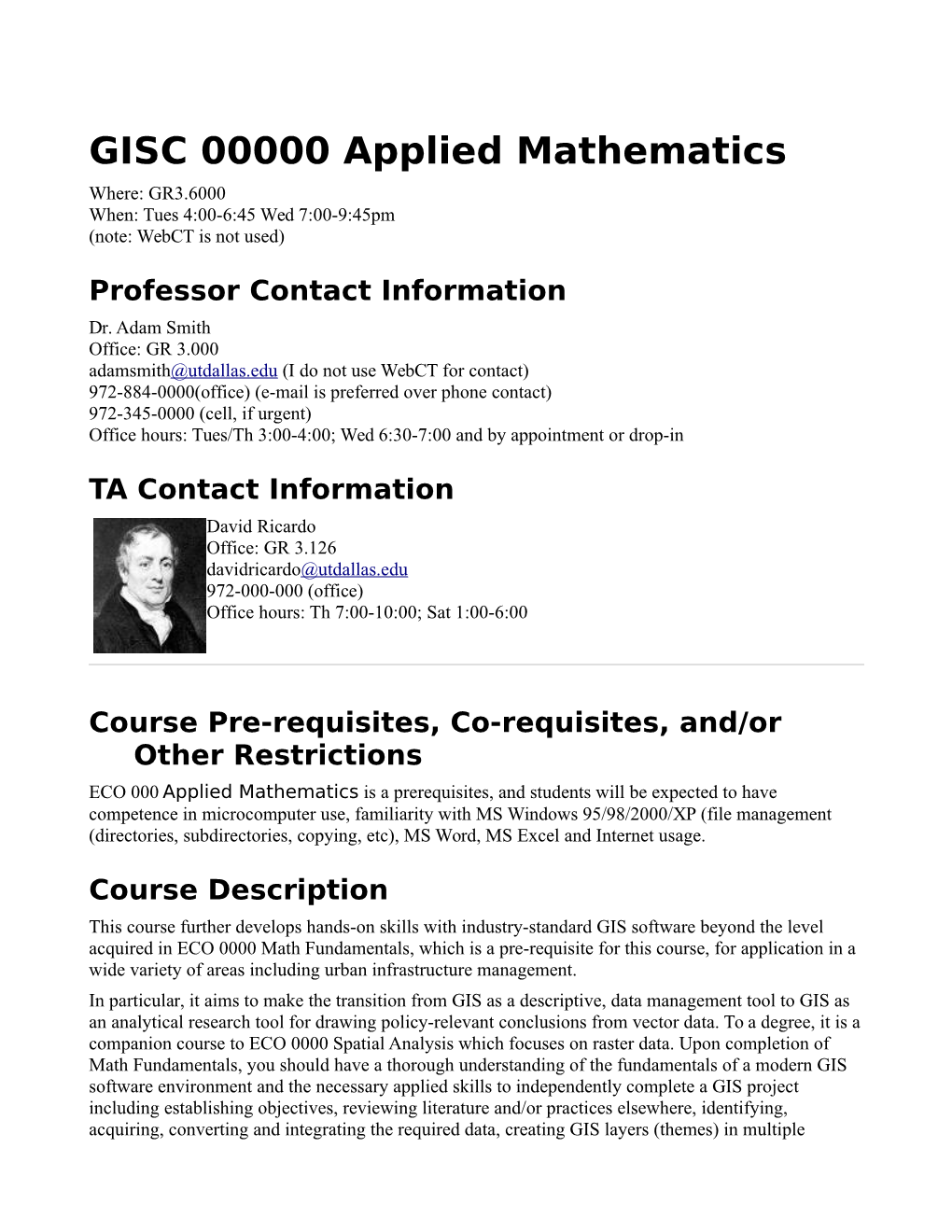 GISC 00000 Applied Mathematics
