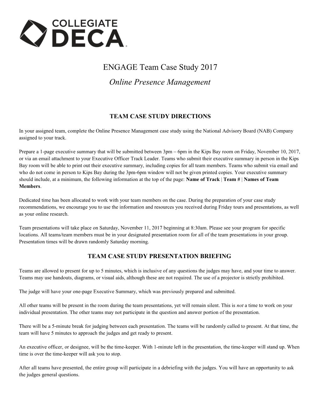 ENGAGE Team Case Study 2017