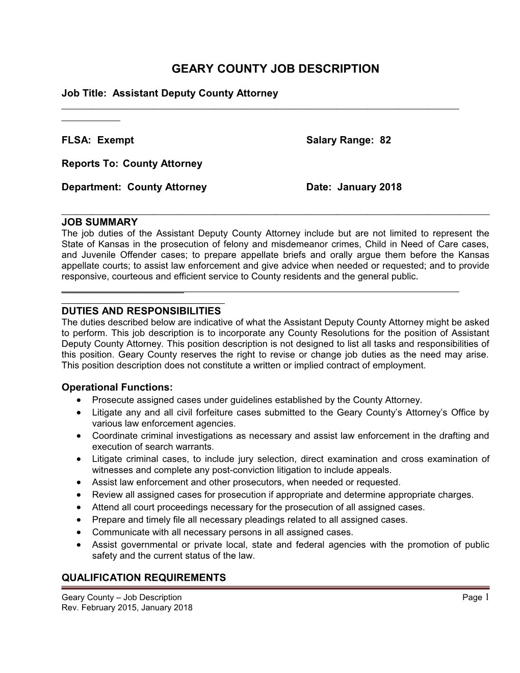 Job Title: Assistant Deputy County Attorney